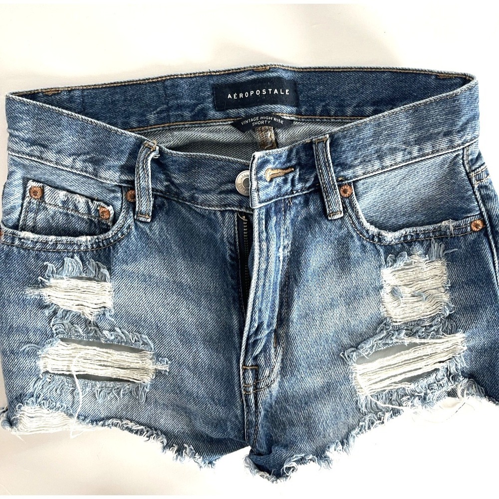 Y2K Aeropostale‎ Vintage High Rise Shorty Booty Shorts Size 00 Distressed